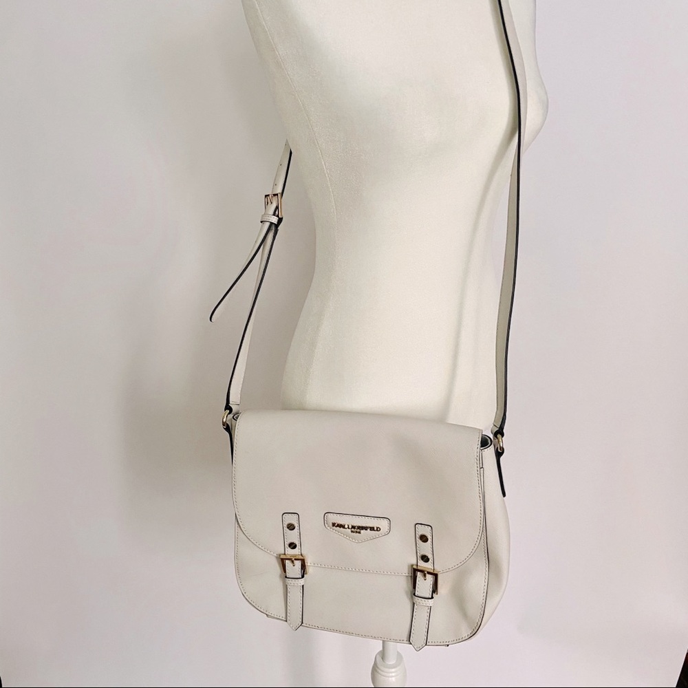 Vegan Faux Leather White Purse with long strap